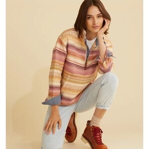 Pendelton Striped Double Soft Half Zip Pullover Sweater Women's Size XL